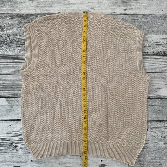 Vintage 90s Sweater Vest Mens L Beige 1997 Pro-Am Golf Cardigan - Picture 11 of 11
